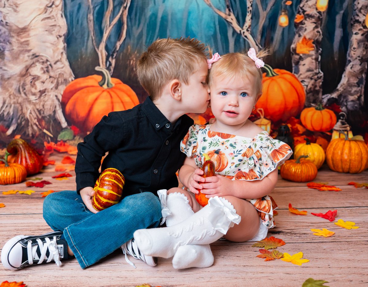 Pumpkin Patch sibling portrait